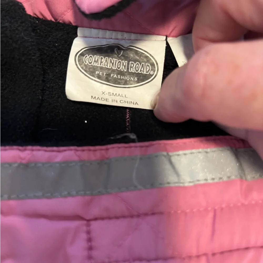 Reflective Quilted Dog Coat in Magenta with Silver Stripes XS